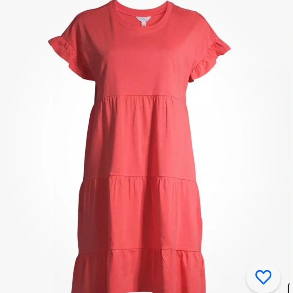 Time and Tru Orange Knit Flutter SleeveTiered Dress Large (12-14) NEW - Picture 5 of 8